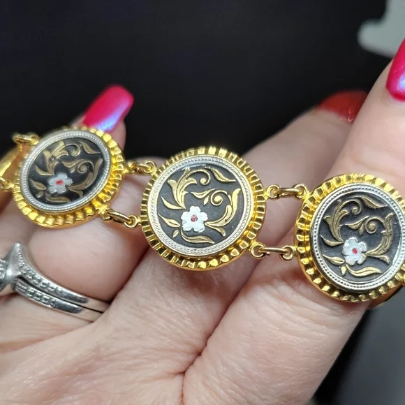Vintage Toledo Damascene Link Bracelet - Picture 4 of 8